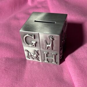Silver Alphabet Block Coin Bank